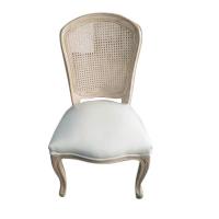 Louis Chair with Leather Seat and Rattan Back 